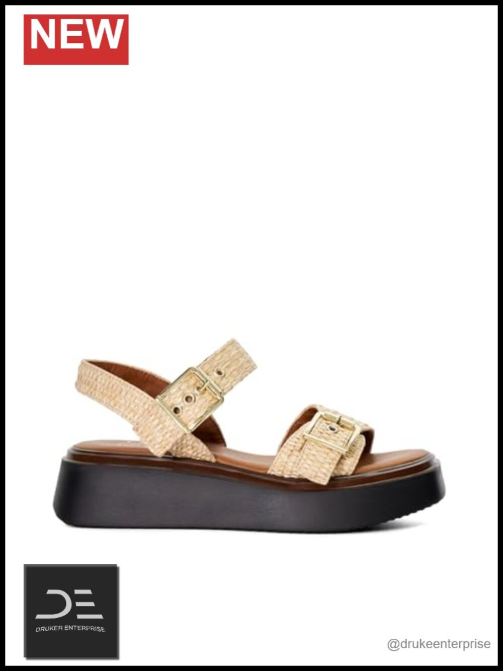 Women's Platform Sandals Faux Leather Ankle Strap Buckle